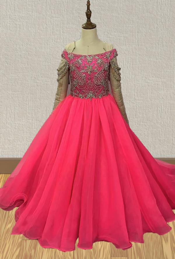 Little GIrls Stunning Hot Pink Prom Pageant Couture