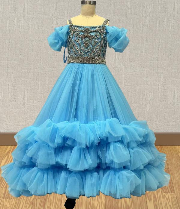 Sparkly Ice Blue Evening Gown for Child