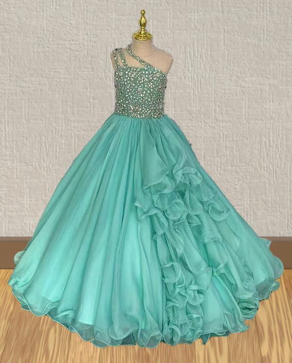 Custom Best Beauty Little Girls Sparkly Evening Gowns