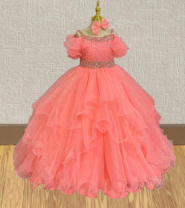 Sparkly Exquisite Preteen Coral Prom Dress Pageant