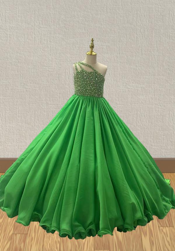 Stunning Best Beauty Green Princess Evening Gown