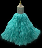 Gorgeous Young Girl Multilayer Sparkly Pageant Ball Gowns