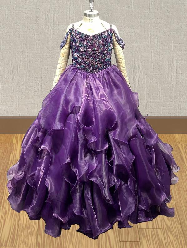 Beauty Purple Glitz Beaded Bodice Preteen Ball Gown