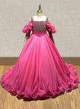 Gorgeous Couture Fuchsia Pageant Ball Gown