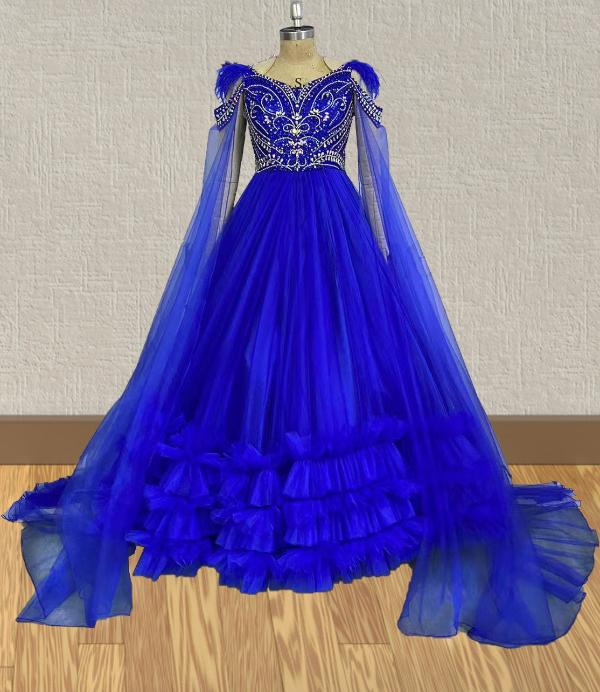 Young Girls Royal Elegant Sparkly Prom Couture