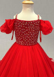 Best Beauty Little Girls Stunning Red Evening Gown