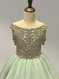 Floor-length Evening Gown with Sequins and Off-shoulder