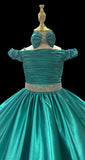 Cap Sleeve Pleat Teen's Stylish Prom Pageant Couture