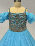 Sparkly Ice Blue Evening Gown for Child