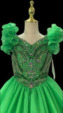 Glitzy Beaded Bodice V Neck Little Girl Sparkly Gorgeous Gowns