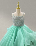 Stunning Beaded Bodice Mint Pageant Ball Gown