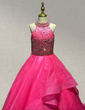 Sparkly Beaded Bodice Gorgeous Fuchsia Evening Dress