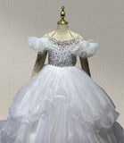 Gorgeous Beaded Bodice Little Girls Stunning White Evening Gown