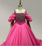 Gorgeous Couture Fuchsia Pageant Ball Gown