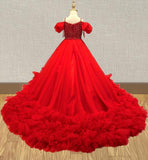 Best Beauty Little Girls Stunning Red Evening Gown