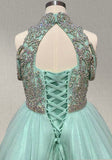 Sparkly Beaded Bodice Mint Youth Formal dress