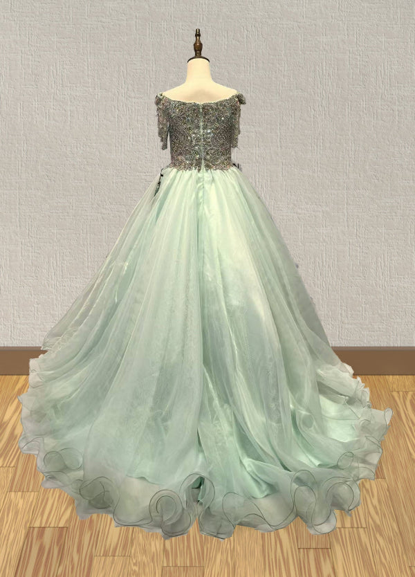 Floor-length Evening Gown with Sequins and Off-shoulder