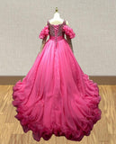 Gorgeous Couture Fuchsia Pageant Ball Gown