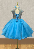 Glitzy Beaded Bodice Little Girls Baby Doll Pageant Gown