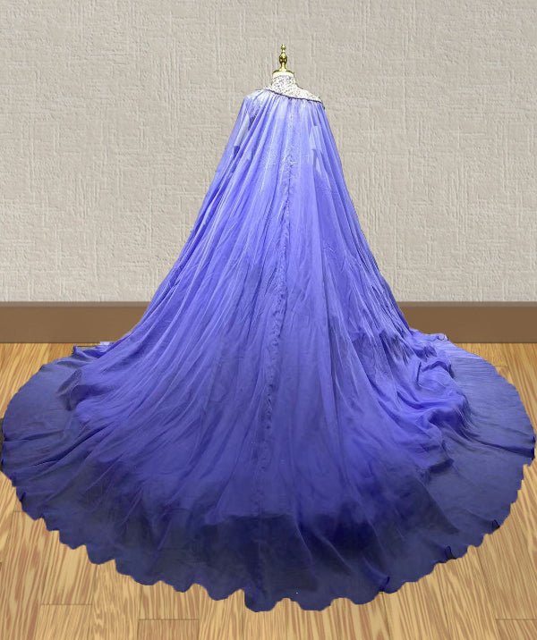 Floor - length Purple Pageant Gown with Beaded and Cape - CupcakePageantDress