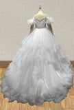 Gorgeous Beaded Bodice Little Girls Stunning White Evening Gown