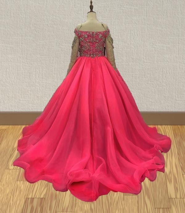 Little GIrls Stunning Hot Pink Prom Pageant Couture