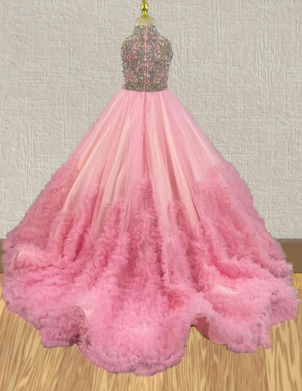 Best Beauty Sparkly Beaded Bodice Kids Evening Gown