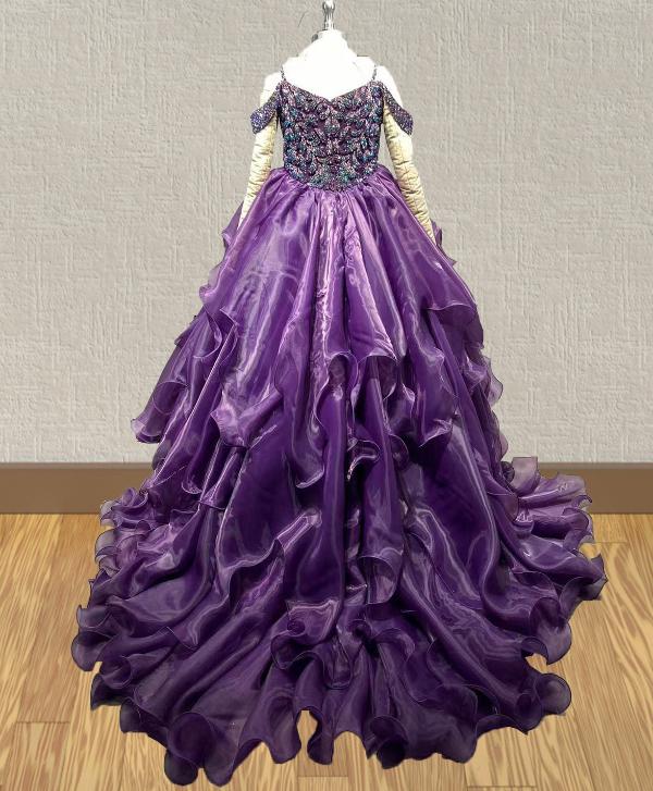 Beauty Purple Glitz Beaded Bodice Preteen Ball Gown