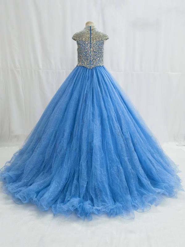 Sparkly Beaded Bodice Teenages Evening Gown with Gradient Skirt