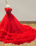 Best Beauty Little Girls Stunning Red Evening Gown