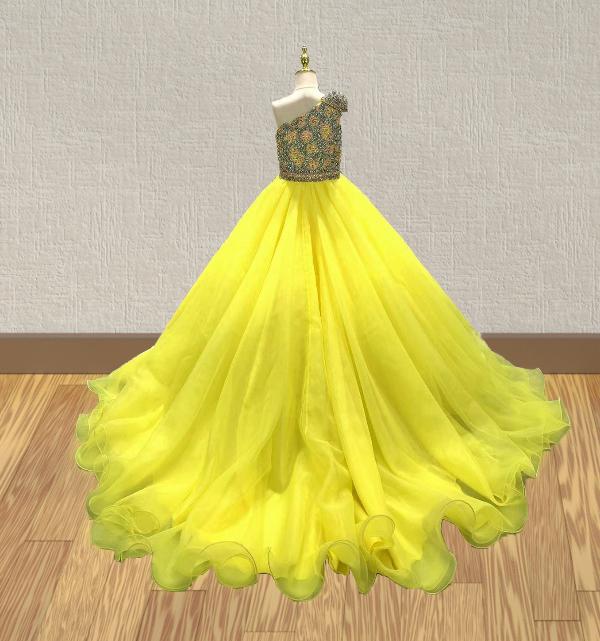 Best Beauty Little Girls Yellow Evening Gown For Pageant