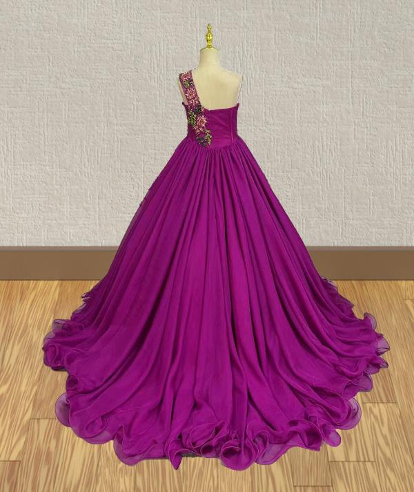 Stunning Preteen Romantic Purple Open Back Evening Gown