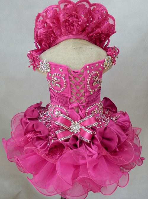 National Little Baby Fuchsia Cupcake Pageant Dress For Party,birthday,wedding