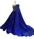 Glitzy Feather Teen's Royal Pageant Dress with Detachable Cape