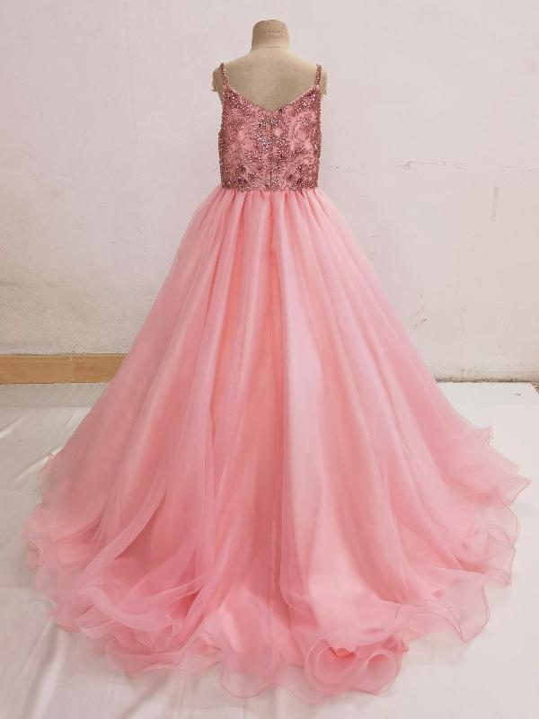 Stunning Beaded Bodice Glitz Little Girls Pink Pageant Dress