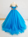 Floor-length Prom Gown with Beaded and Off-shoulder