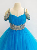 Floor-length Prom Gown with Beaded and Off-shoulder