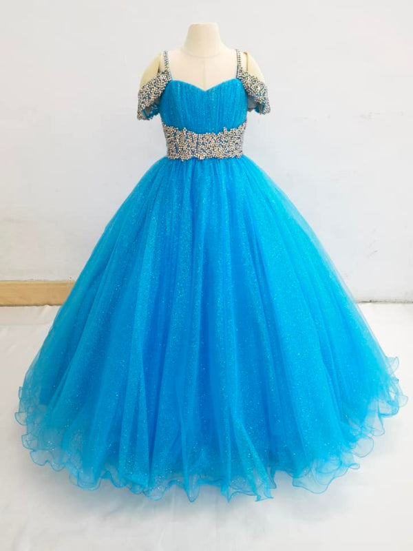 Floor-length Prom Gown with Beaded and Off-shoulder