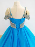 Floor-length Prom Gown with Beaded and Off-shoulder