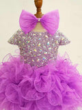 Cap Sleeve Glitzy Purple 12-18 M Cupcake Pageant Dress