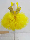Cap Sleeve Child/Baby Girl/Toddler Yellow Cupcake Pageant Dress