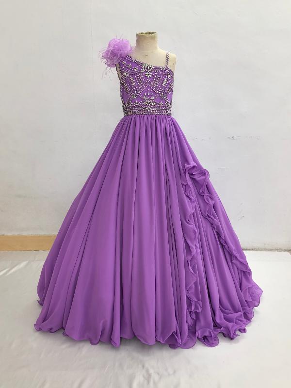 Glitz Ab Beaded Bodice Floor - Long Teen's Purple Long Formal Gown - CupcakePageantDress