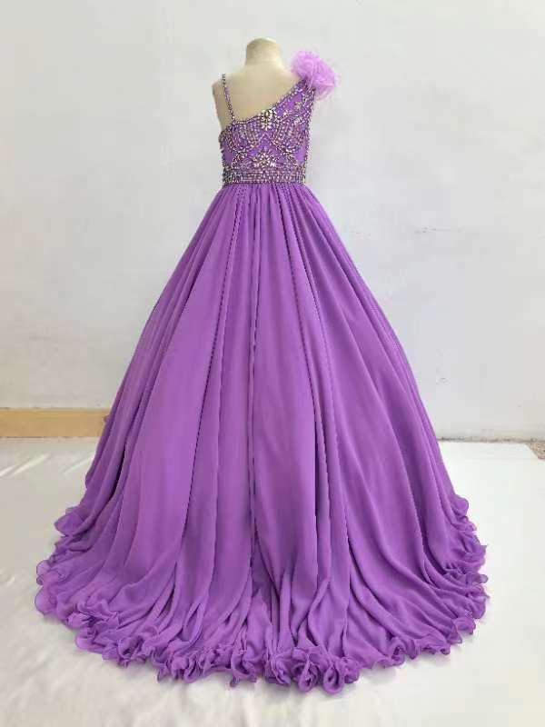 Glitz Ab Beaded Bodice Floor-Long Teen's Purple Long Formal Gown