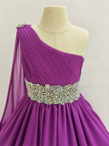 Customize Miss Teen Purple Pageant Dress with Cape