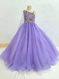 Exquisite Vogue Teen's Long Lilac Pageant Dress with Cape