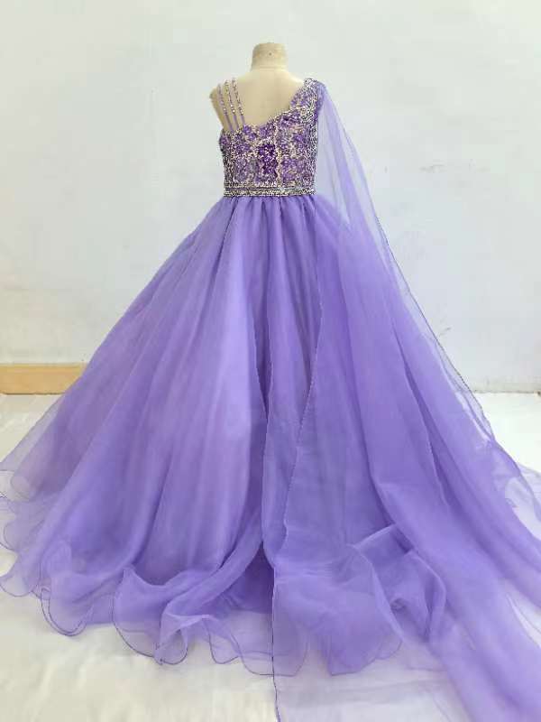 Exquisite Vogue Teen's Long Lilac Pageant Dress with Cape