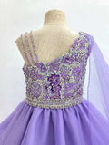 Exquisite Vogue Teen's Long Lilac Pageant Dress with Cape