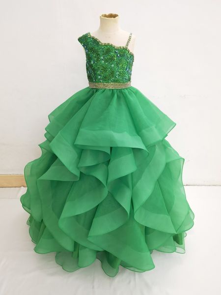 Elegant Green Beaded Bodice Teen's Formal Wear