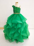 Elegant Green Beaded Bodice Teen's Formal Wear