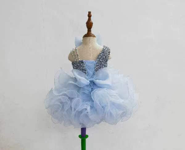 Glitzly Beaded Bodice Little Girl Cupcake Pagant Dress